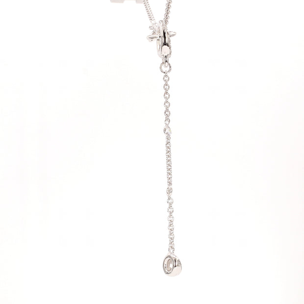 Cable Diamond Drop Lariat Necklace