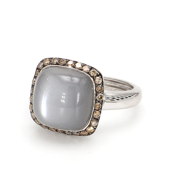 Moonstone & Diamond Halo Fashion Ring