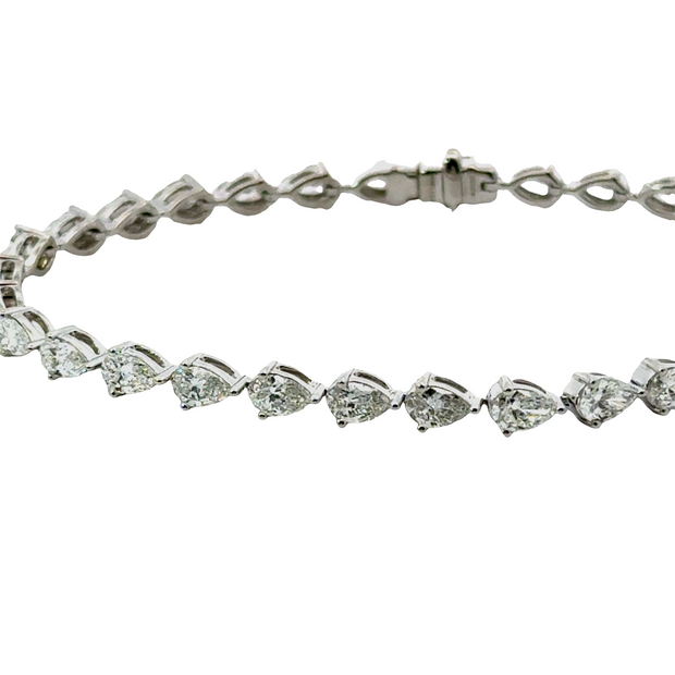 East-West Pear Cut Diamond Tennis Bracelet in Platinum