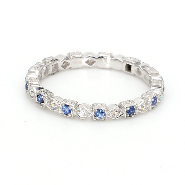 Alternating Sapphire Three-Quarter Band