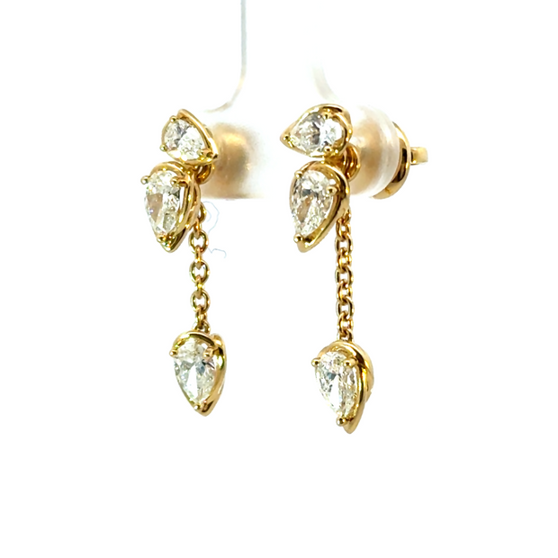 Pear Cut Moi et Toi Diamond Stud Earrings with Removable Jackets in 18K Yellow Gold