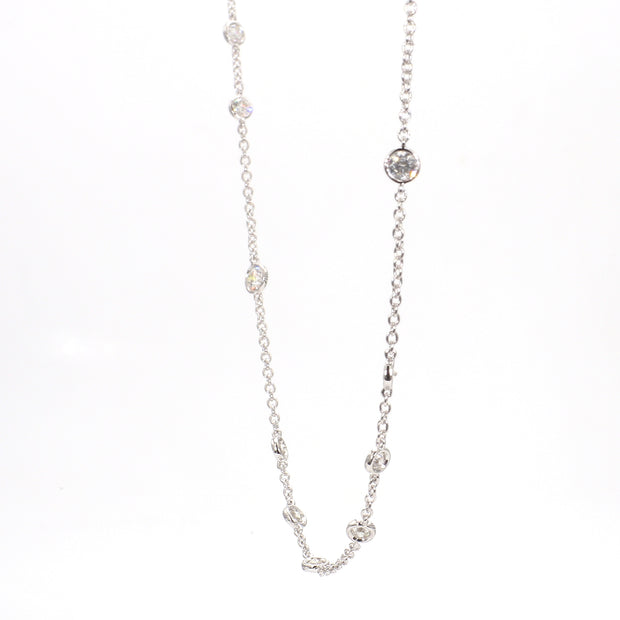 Natural Diamond-by-the-Yard Necklace in 18K White Gold