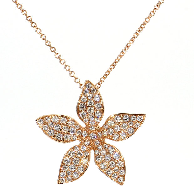 Floral Rose Gold & Diamond Necklace
