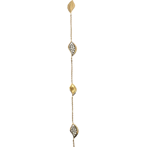 Dahlia | Petal Diamond Pavé Station Bracelet in 18kt Yellow Gold
