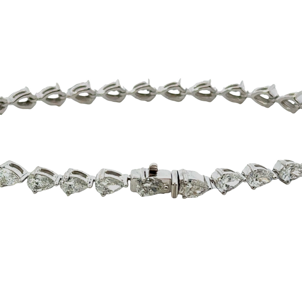 East-West Pear Cut Diamond Tennis Bracelet in Platinum