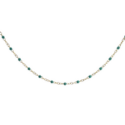 14K Yellow Gold Adjustable Turquoise Enamel Bead Station Chain