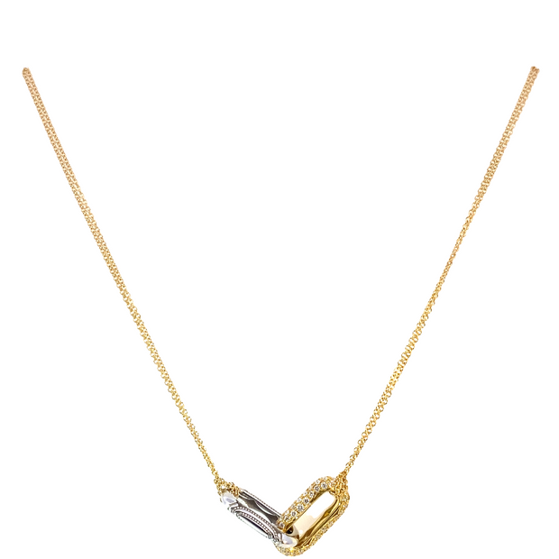 TACORI Crescent Eclipse Double Two-Tone Diamond Link Necklace