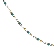 14K Yellow Gold Adjustable Turquoise Enamel Bead Station Chain