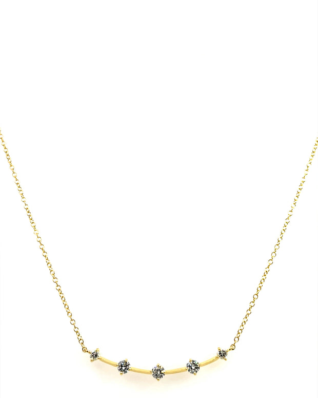 Curved floating diamond bar necklace