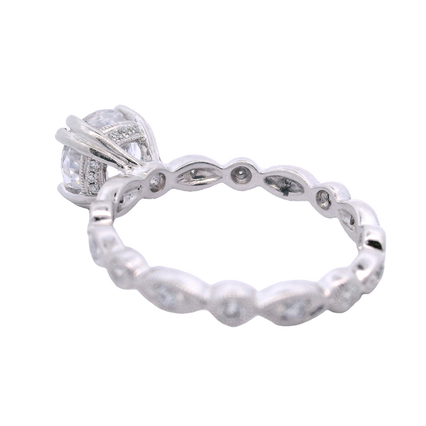 Vintage Inspired Solitaire with Scalloped Eternity Band