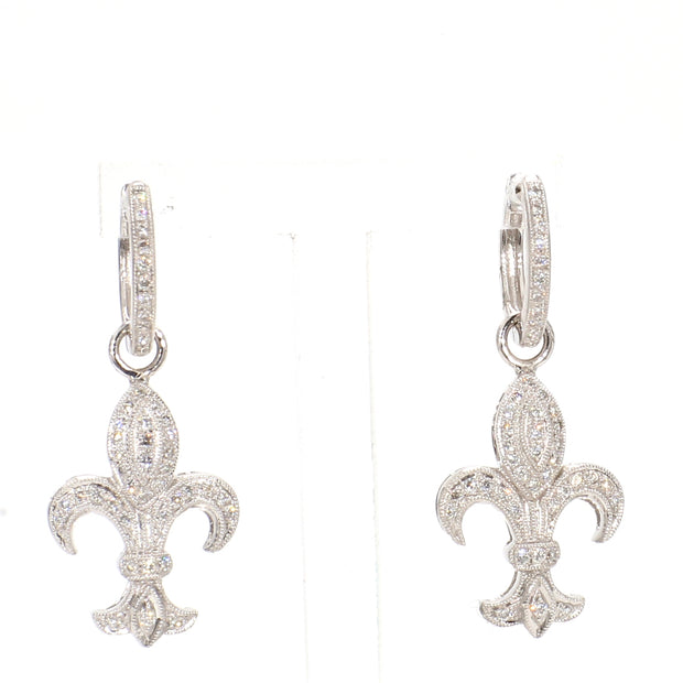 Fleur-de-Lis Diamond Hoop Earrings