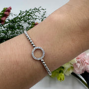 Circle Stretch 18K White Gold Bracelet