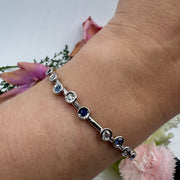 Hidden Hinge Bezel Sapphire and Diamond Bangle