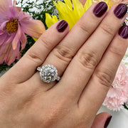 French-Set Halo Diamond Engagement Ring