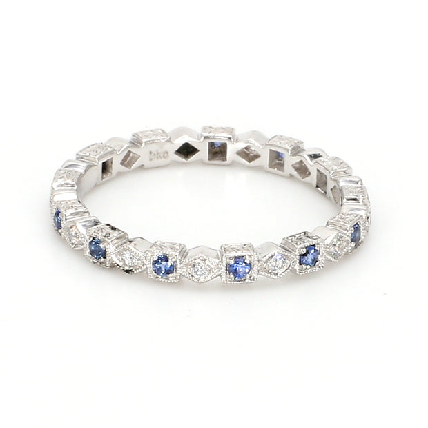 Alternating Sapphire Three-Quarter Band