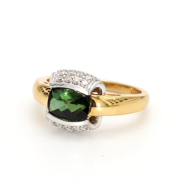 Green Tourmaline & Diamond Encrusted Fashion Ring