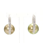 Pearl & Diamond Pave Hoop Earrings