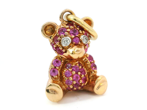 Pink Sapphire Teddy Bear Charm