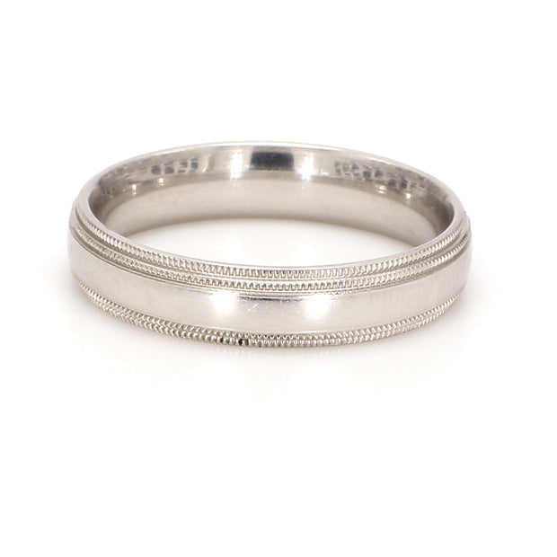 Milgrain Mixed Plain Metal Band