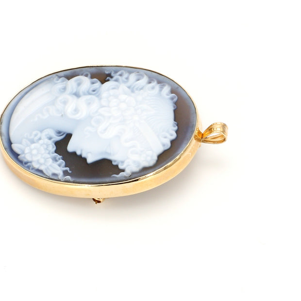 Blue Cameo Brooch