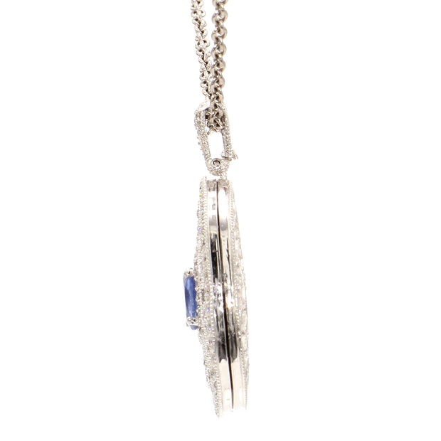 Captivating Diamond & Sapphire Locket Necklace