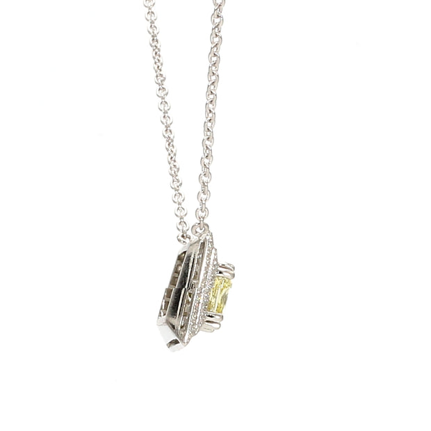 Vintage Square Natural Yellow Diamond Necklace