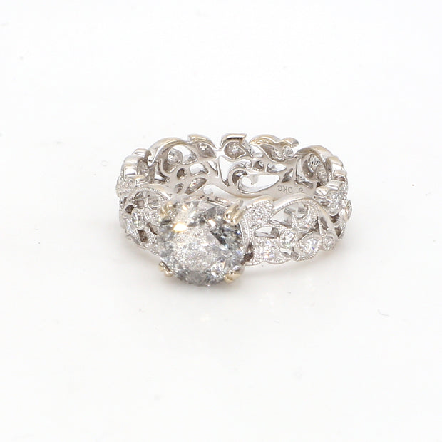 Vintage Salt & Pepper Diamond Engagement Ring
