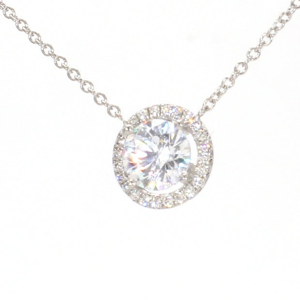 Halo Ruby Diamond Necklace