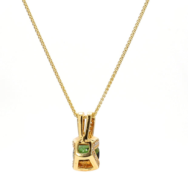 Green Tourmaline & Pave Diamond Necklace