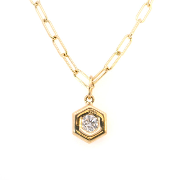 Honeycomb Diamond paperclip necklace
