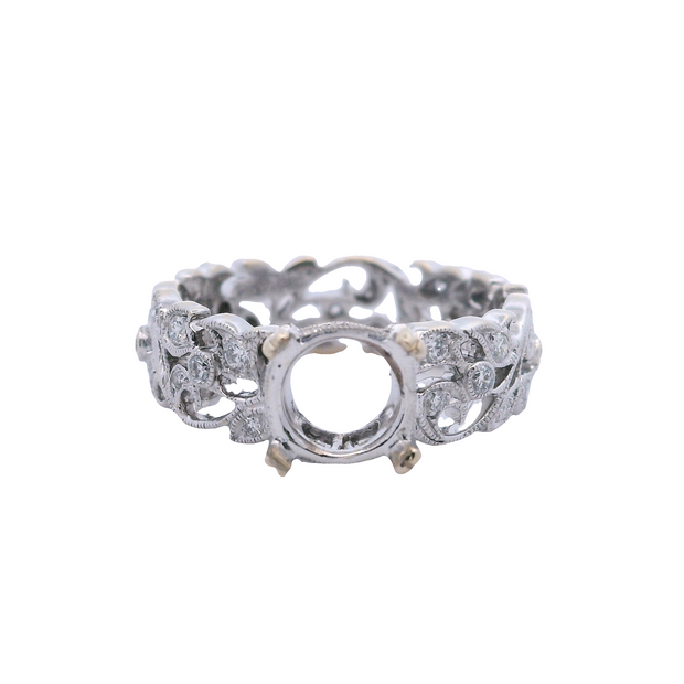 Floral Milgrain Eternity Style Engagement Mounting