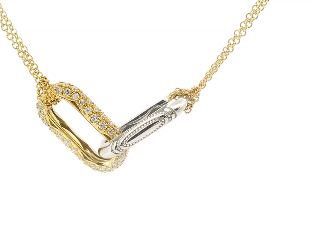 TACORI Crescent Eclipse Double Two-Tone Diamond Link Necklace