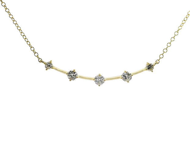 Curved floating diamond bar necklace