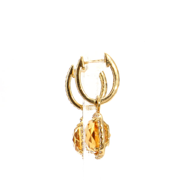 Honey Citrine & Diamond Drop Earrings
