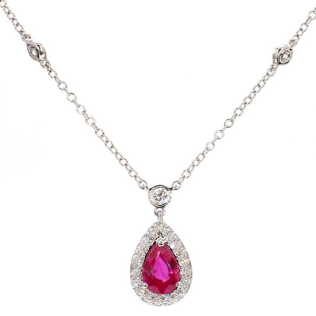 Pear Ruby Gemstone Necklace