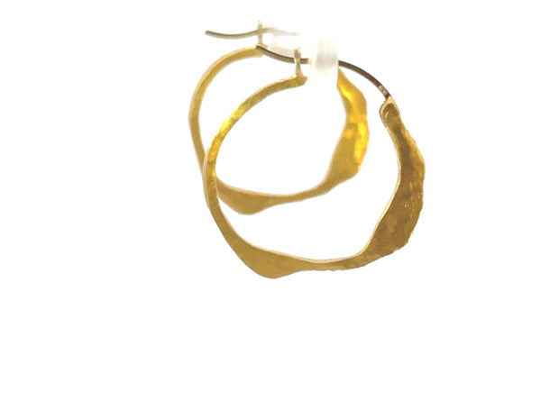 Freeform 22K Yellow Gold Natural Diamond Hoop Earrings