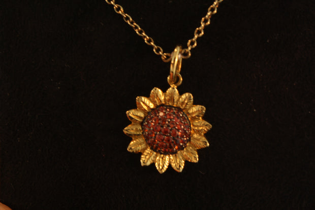 Floral Sunflower Gemstone Necklace