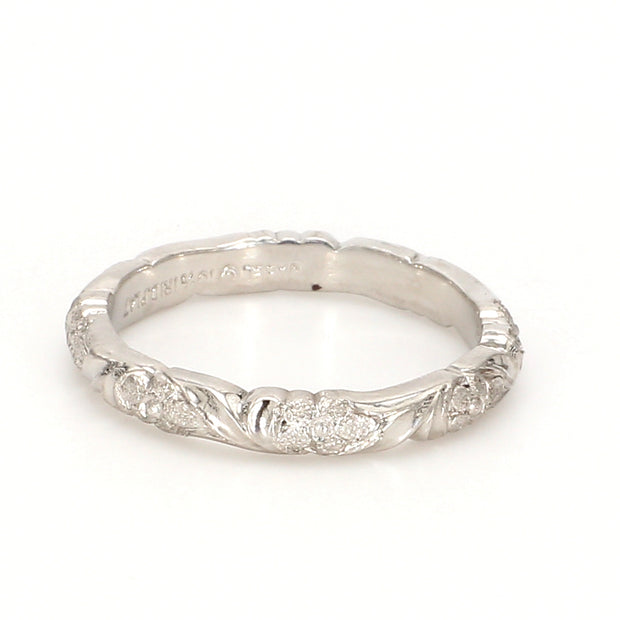 Intricate Hand-Carved Platinum Band