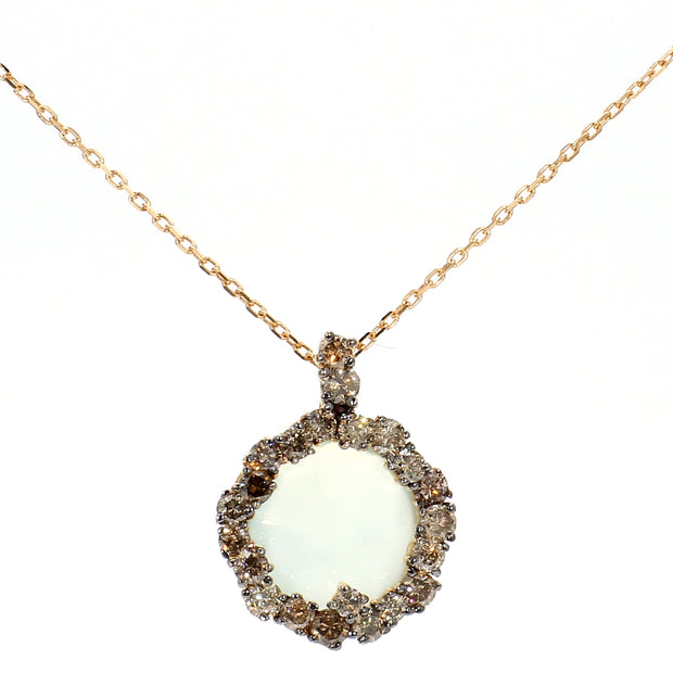 Rose Gold Starburst Diamond & Chalcedony Necklace