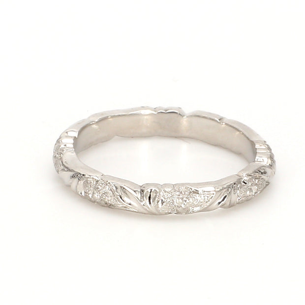 Intricate Hand-Carved Platinum Band