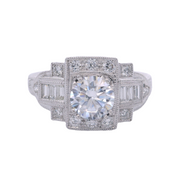 Art Deco Inspired Cluster Engagement Ring