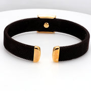 Dark Brown Stainless Cuff Diamond Bracelet