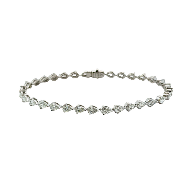 East-West Pear Cut Diamond Tennis Bracelet in Platinum