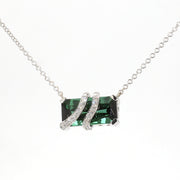 Deep Green Tourmaline & Diamond Necklace