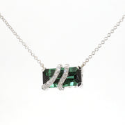 Tourmaline Diamond Bar Gemstone Necklace