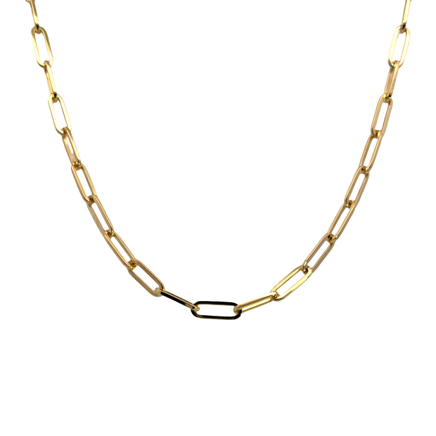 14K Yellow Gold Paperclip Necklace