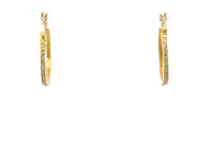 Freeform 22K Yellow Gold Natural Diamond Hoop Earrings