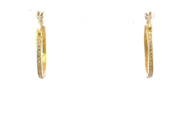 Freeform 22K Yellow Gold Natural Diamond Hoop Earrings
