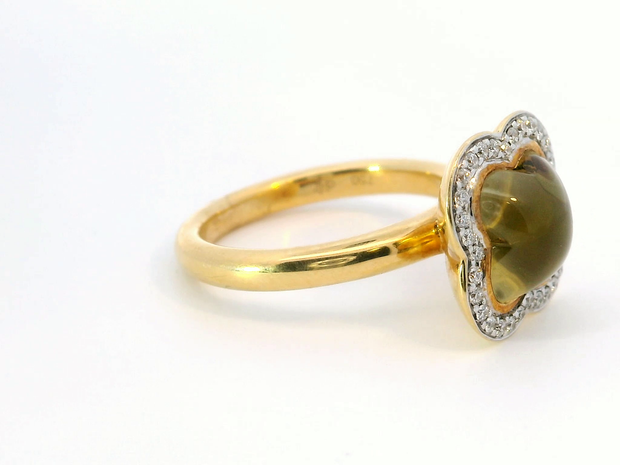 Lime Quartz Clover & Diamond Ring
