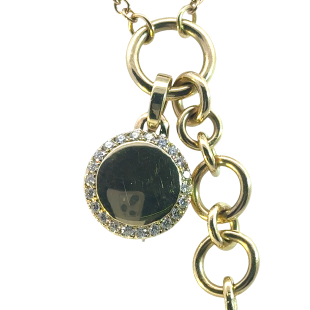Engravable Diamond Charm with Hinged Bail  in 18K Yellow Gold
